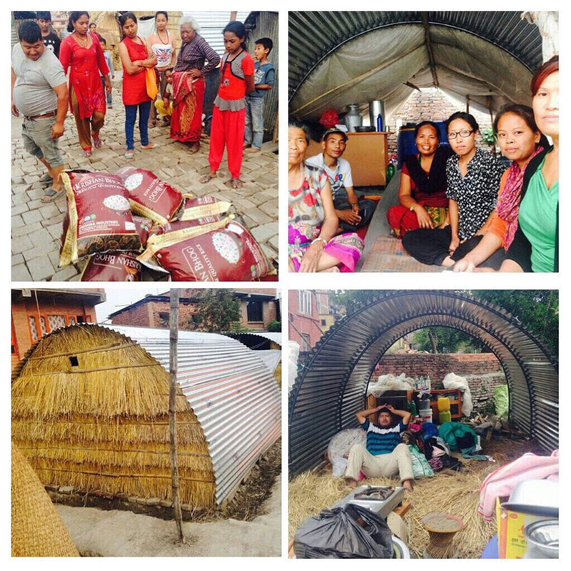 Collage of photos from Nepal earthquake recovery