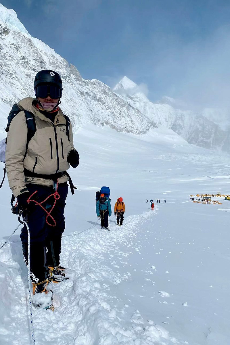 Rabindra hiking up from Mount Everest camp